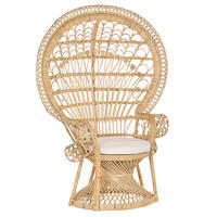PFAUENSESSEL Rattan/Baumwolle natürlich Emmanuelle - Beige/Naturfarben, Naturmaterialien/Textil (120/150/50cm) - Beliani