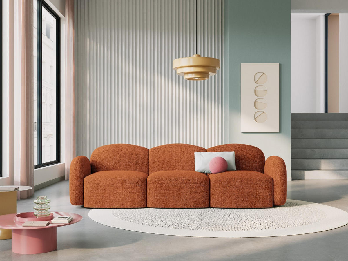 SOFA Blair aus Chenille-Stoff mischung terrakotta 3 Sitzplätze - Terra cotta, Textil (87/80/272cm) - Micadoni