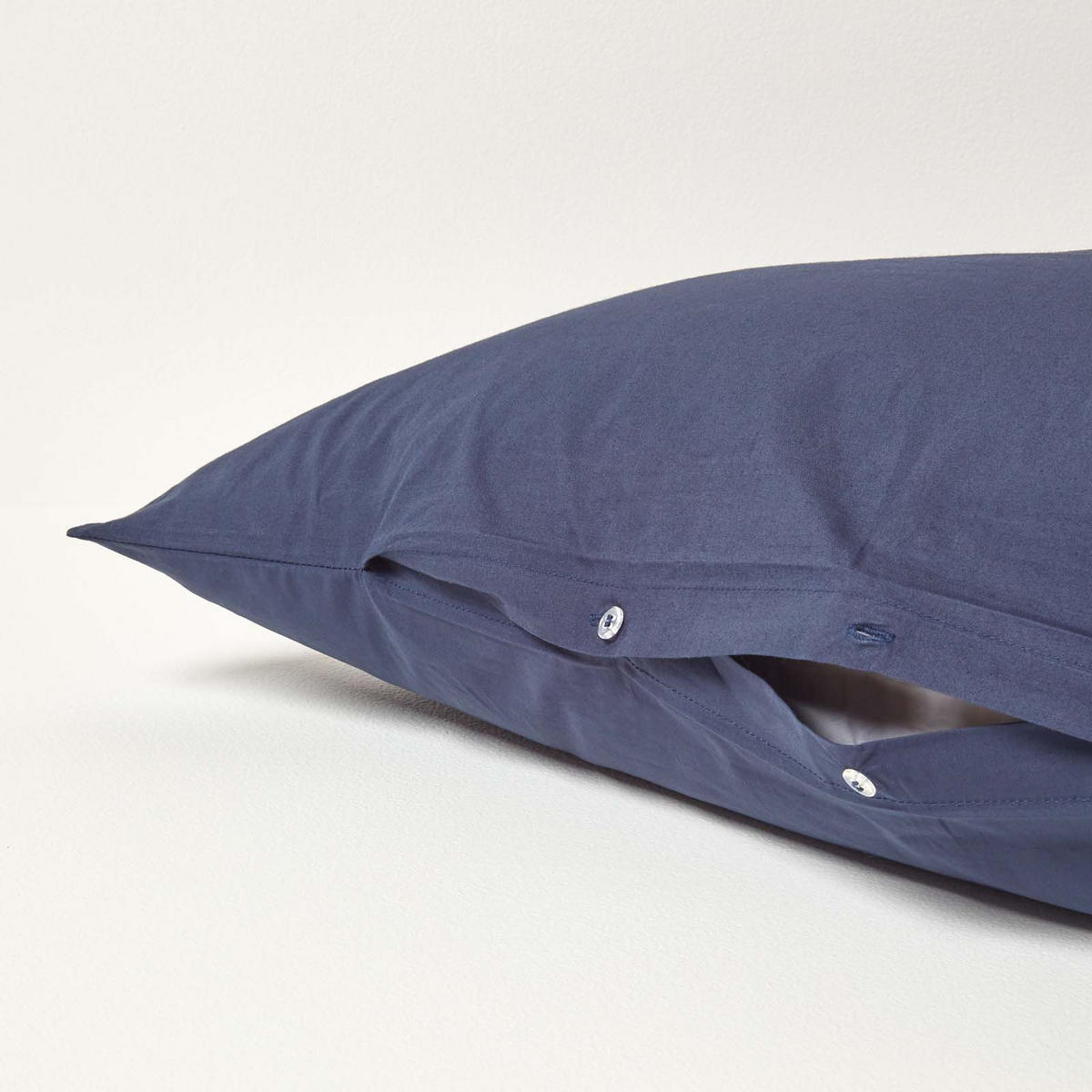 KISSENBEZUG für V-Form-Kissen, Perkal, Fadendichte 200 - Dunkelblau, Textil (38/76cm) - Homescapes