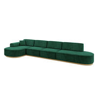 ECKSOFA Ottomane Links MARI-L3-v2 - 413x171x83 cm Grün Velours - Grün, Holzwerkstoff/Textil (413/171cm) - ALTDECOR