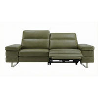3-SITZER Sofa Virage Echtleder mit 1 x Relaxfunktion Olivgrün - Olivgrün, Leder/Metall (212/75/109cm)