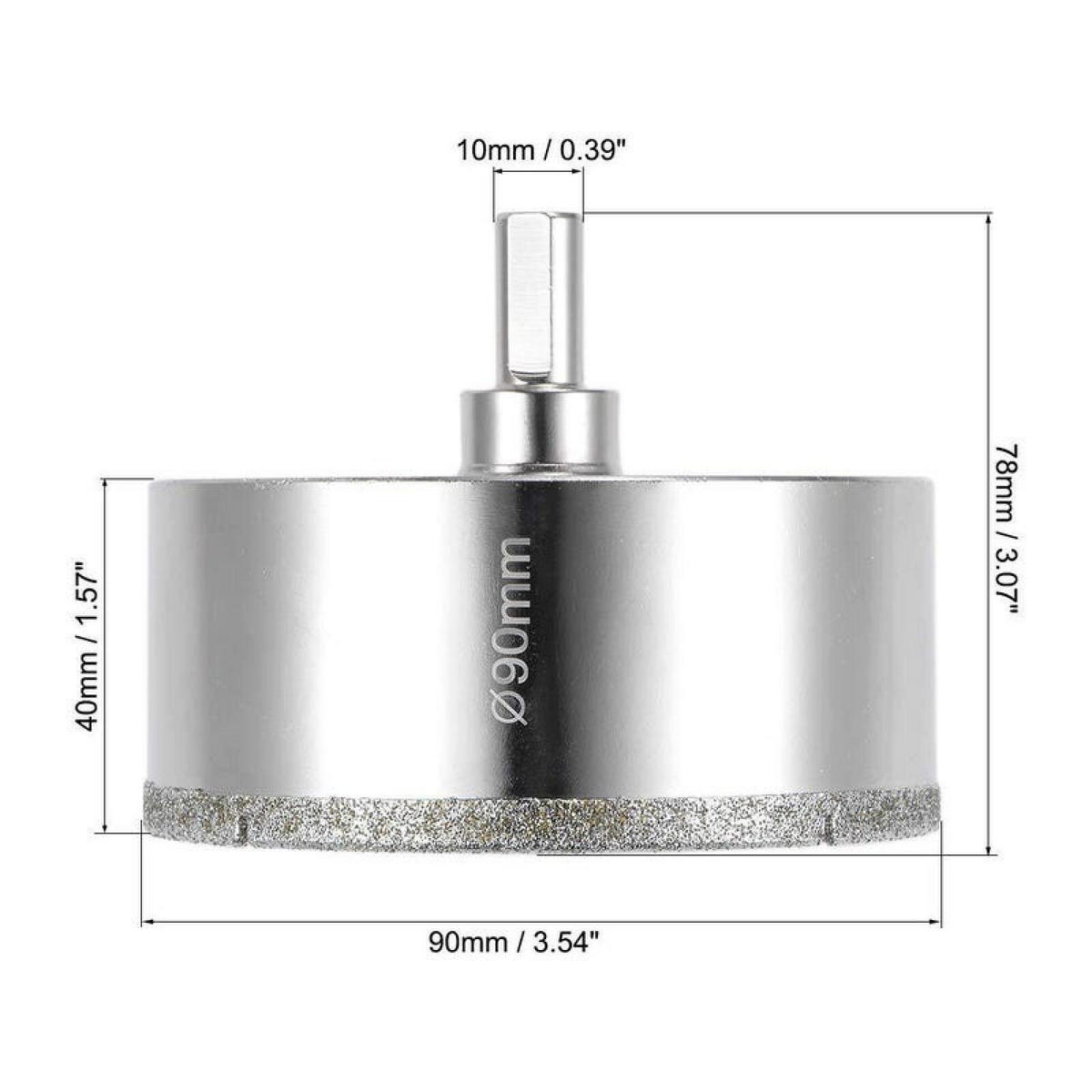 BOHRER - Mit Zentrierbohrer, diamantbeschichtet, geeignet für Glas, Fliesen, Keramik, Marmor (90 mm) - Silberfarben, Metall (5.5/9/1cm) - DCA