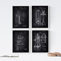 POSTER Set mit 4 Schwarz Feuerwehr Patent A4 Rahmenlos - Klar, Papier (29.7/3cm) - Nacnic