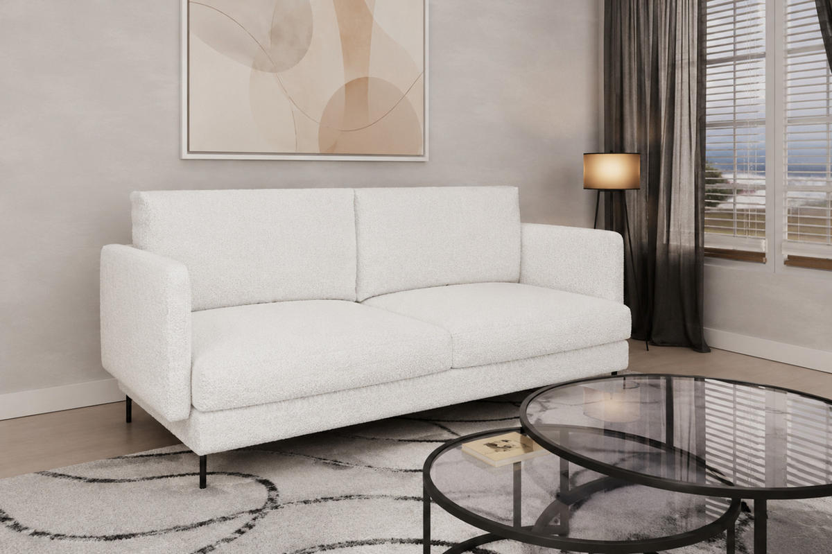 SOFASET Helmer 3-2-1 In Stoff Baloo - Weiß, Holzwerkstoff/Textil (226/95/95cm) - Fun Möbel