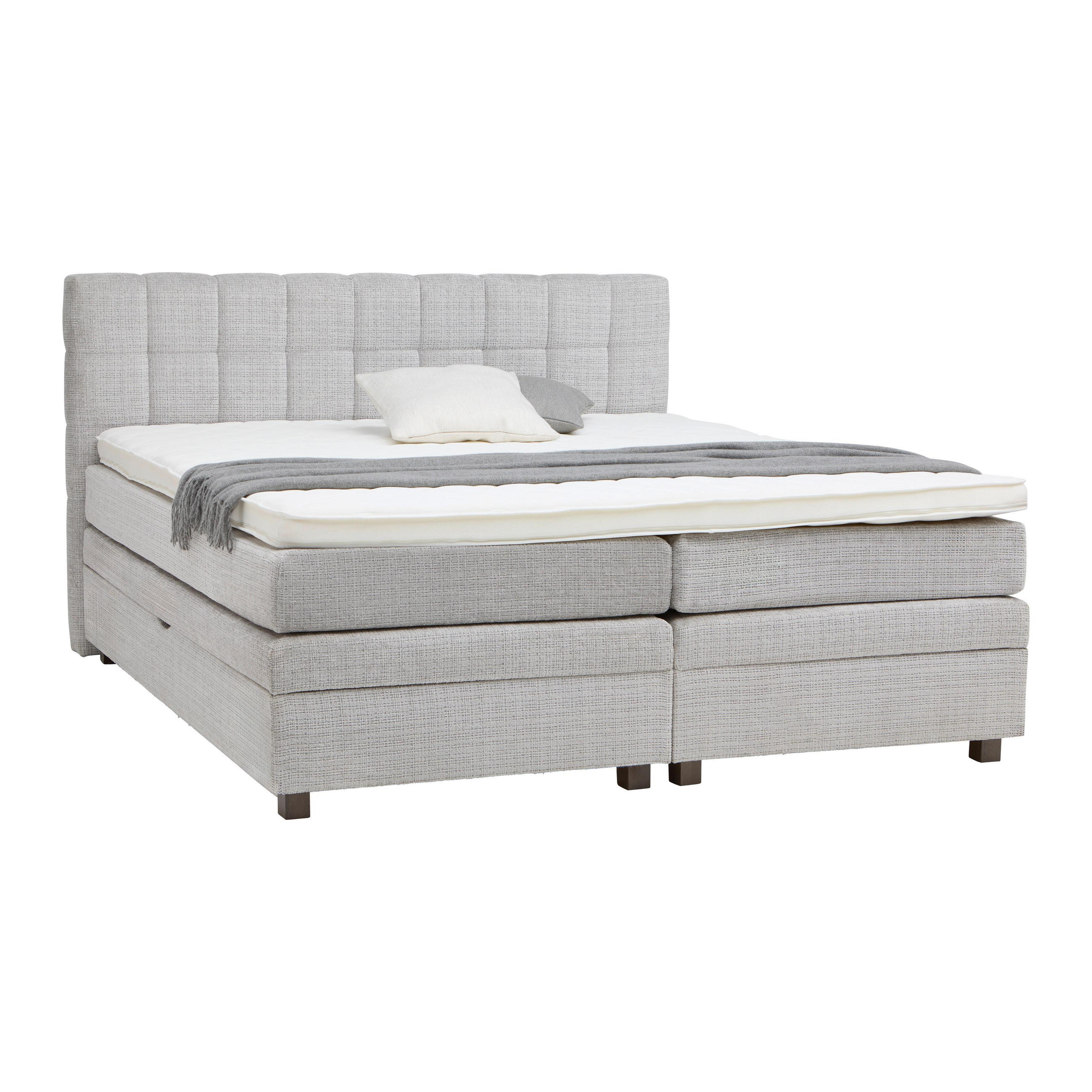 BOXSPRINGBETT Liam Hellgrau ca. 180 / 200 cm - Hellgrau, Holz - Mömax