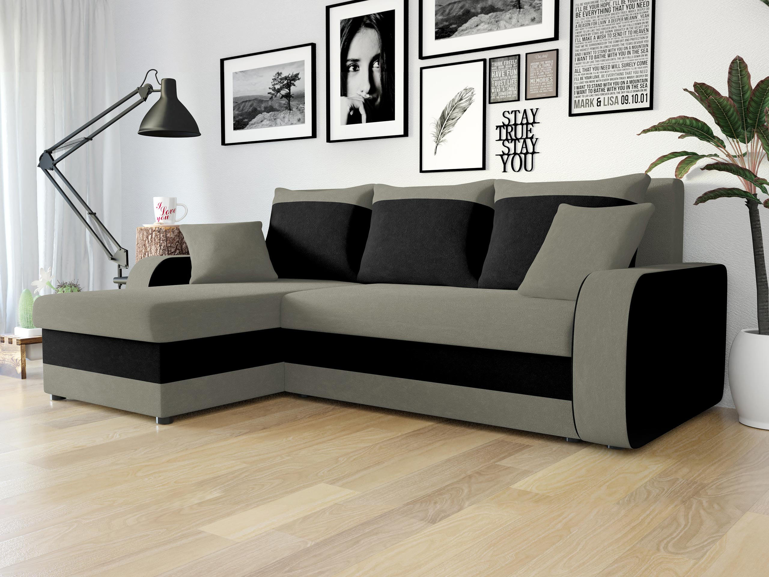 ECKSOFA Kris - Schwarz/Alufarben, Holz/Kunststoff (238/147cm) - MIRJAN24