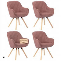 ESSZIMMERSTÜHLE Matera 4er-Set - Schwarz/Altrosa, Naturmaterialien/Textil (59/89/61cm) - Mr. Deko