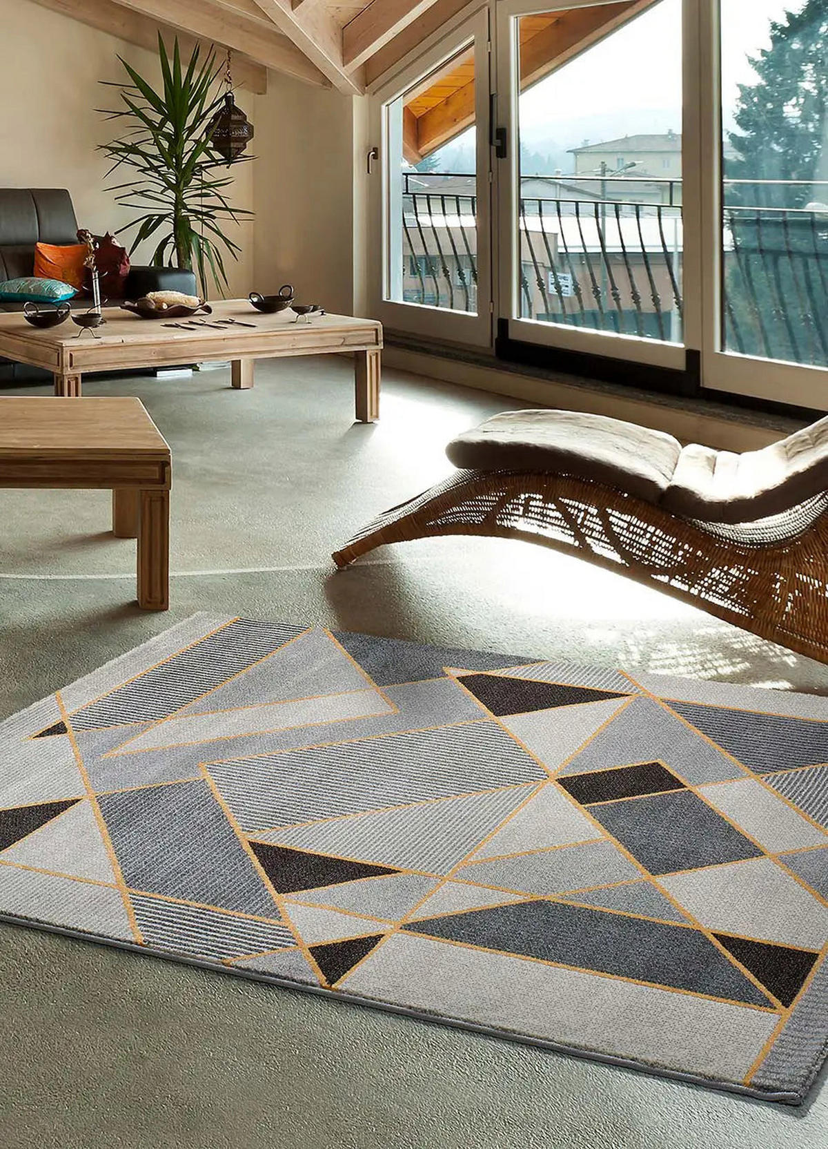 WEBTEPPICH Grau Leo 80/150 cm - Dunkelgelb/Grau, Naturmaterialien/Textil (80/150cm) - Atticgo