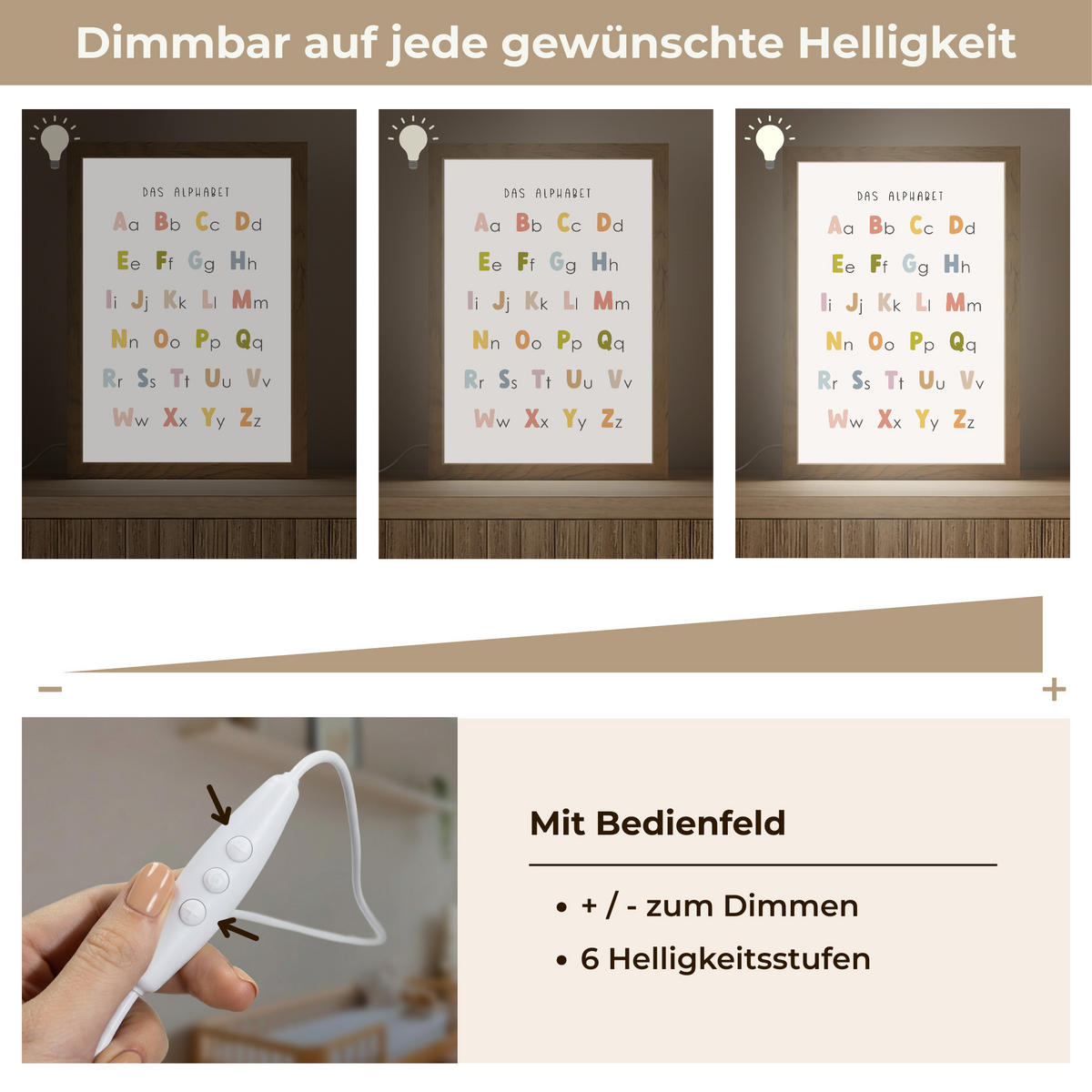 NACHTTISCHLAMPE Pädagogisch - Alphabet lernen - Farbenfroh - Weiß - Buchstaben 20x30 cm - Weiß, Holzwerkstoff (8/20/30cm)