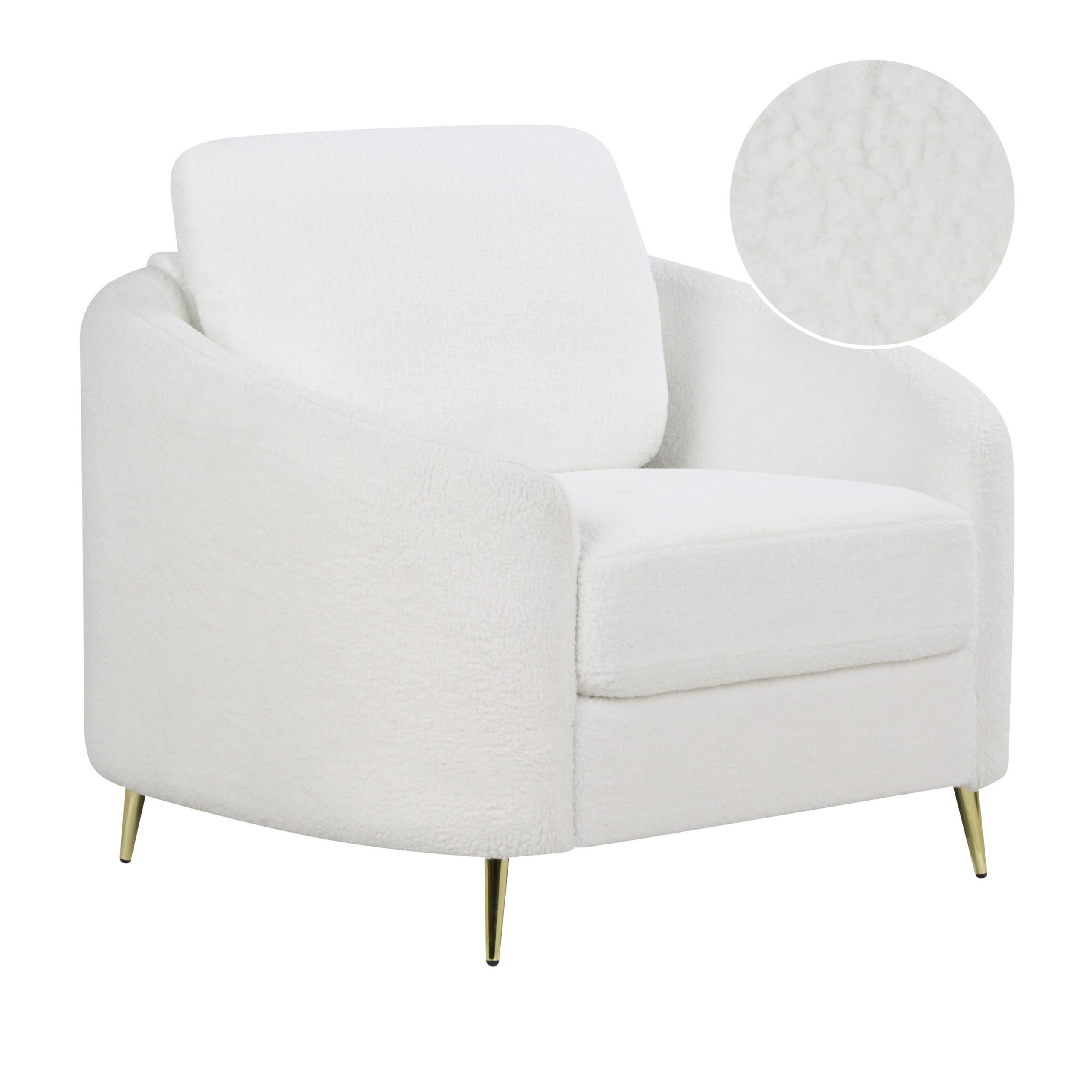 SESSEL Bouclé Weiß Trosa - Goldfarben/Weiß, Textil (100/88/86cm) - Beliani