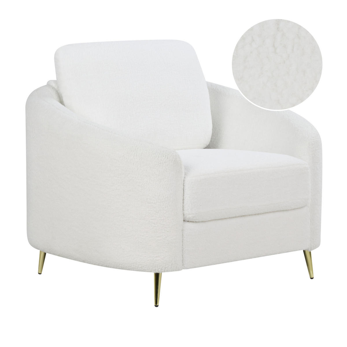 SESSEL Bouclé Weiß Trosa - Goldfarben/Weiß, Textil (100/88/86cm) - Beliani