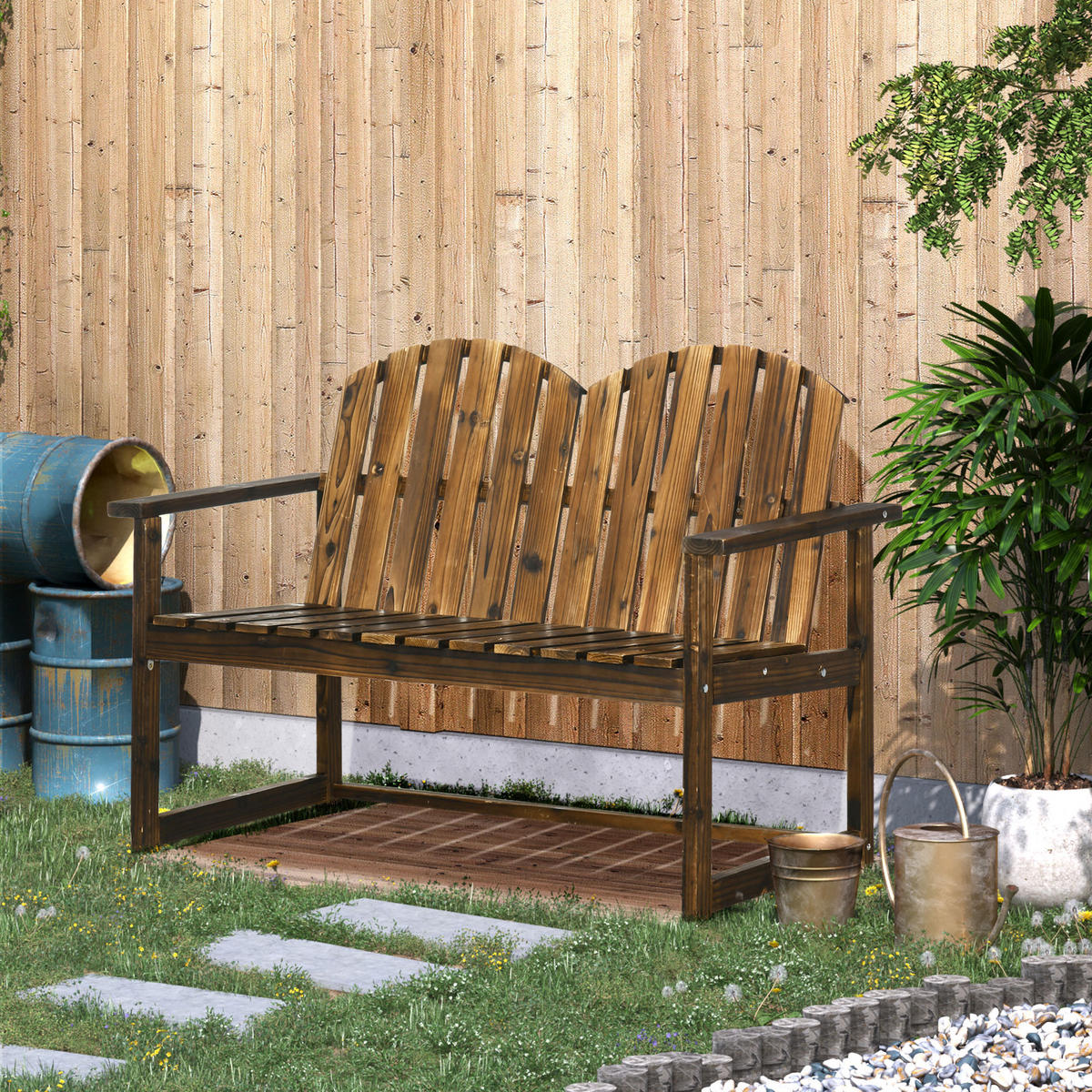 GARTENBANK DE-08327 rustikales Design, für 2 Personen Natur - Naturfarben, Holz (114/86/63cm) - ComfortXL