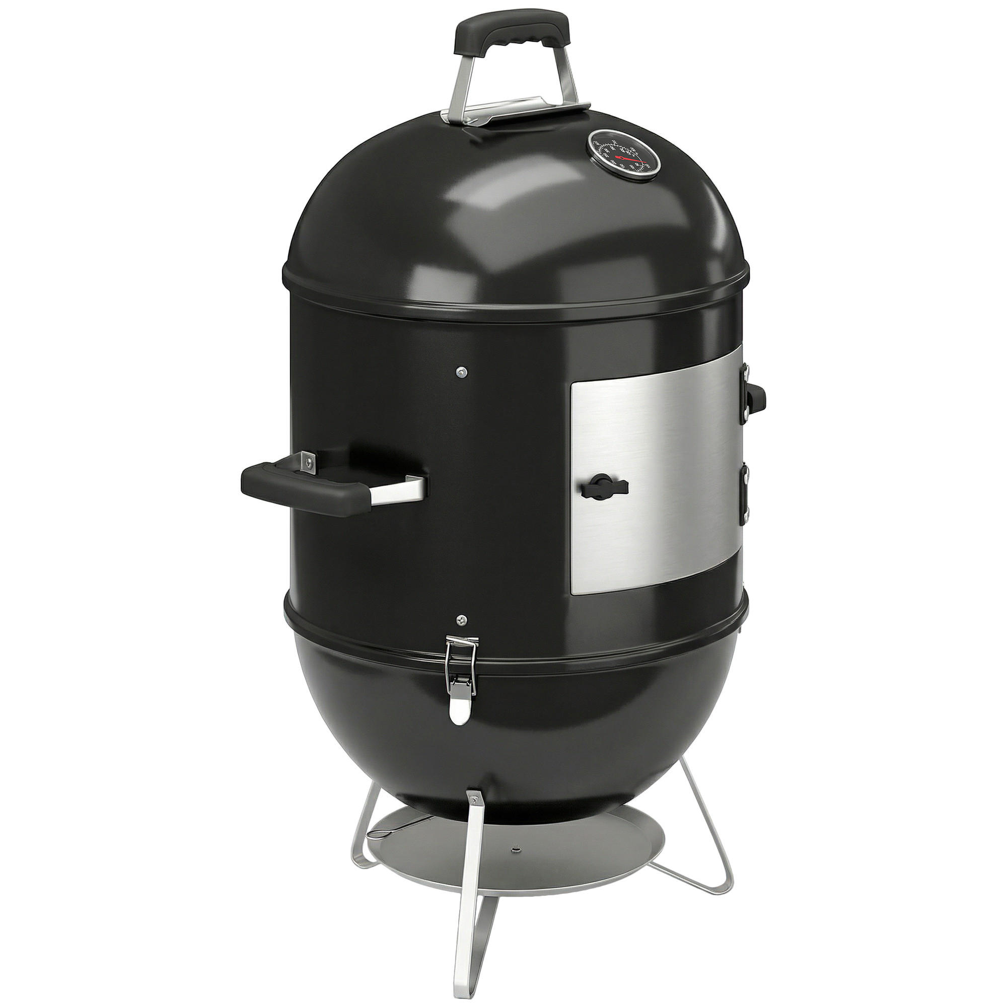 RAUCHER DE-18277 3-in-1 mit 3 Grillrosten & Thermometer Schwarz - Schwarz, Metall (47.5/91/62.5cm) - ComfortXL