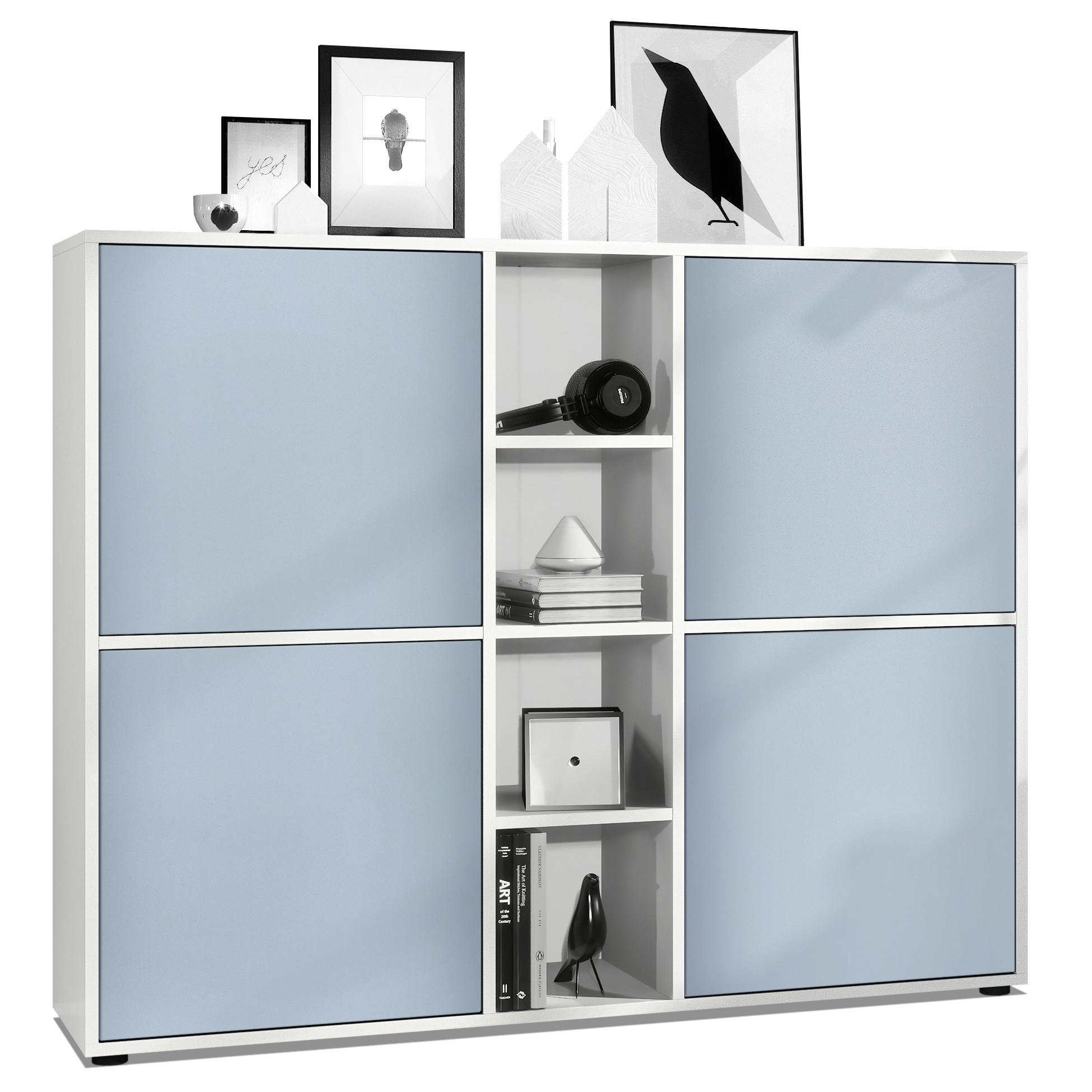 HIGHBOARD Cuba Türen in Denim matt - Pastellblau, Holzwerkstoff (130.5/105.5/35.5cm) - Vladon
