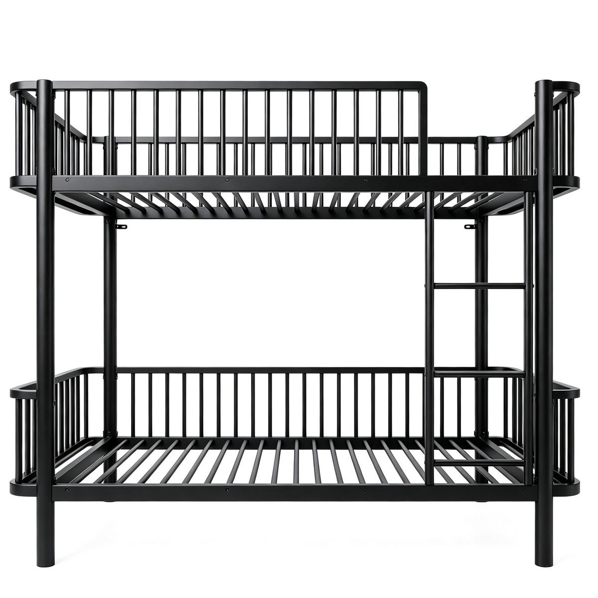 METALL-ETAGENBETT 90*200 mit Schutzgitter, Schwarz - Schwarz, Metall (90/200cm) - FLIEKS