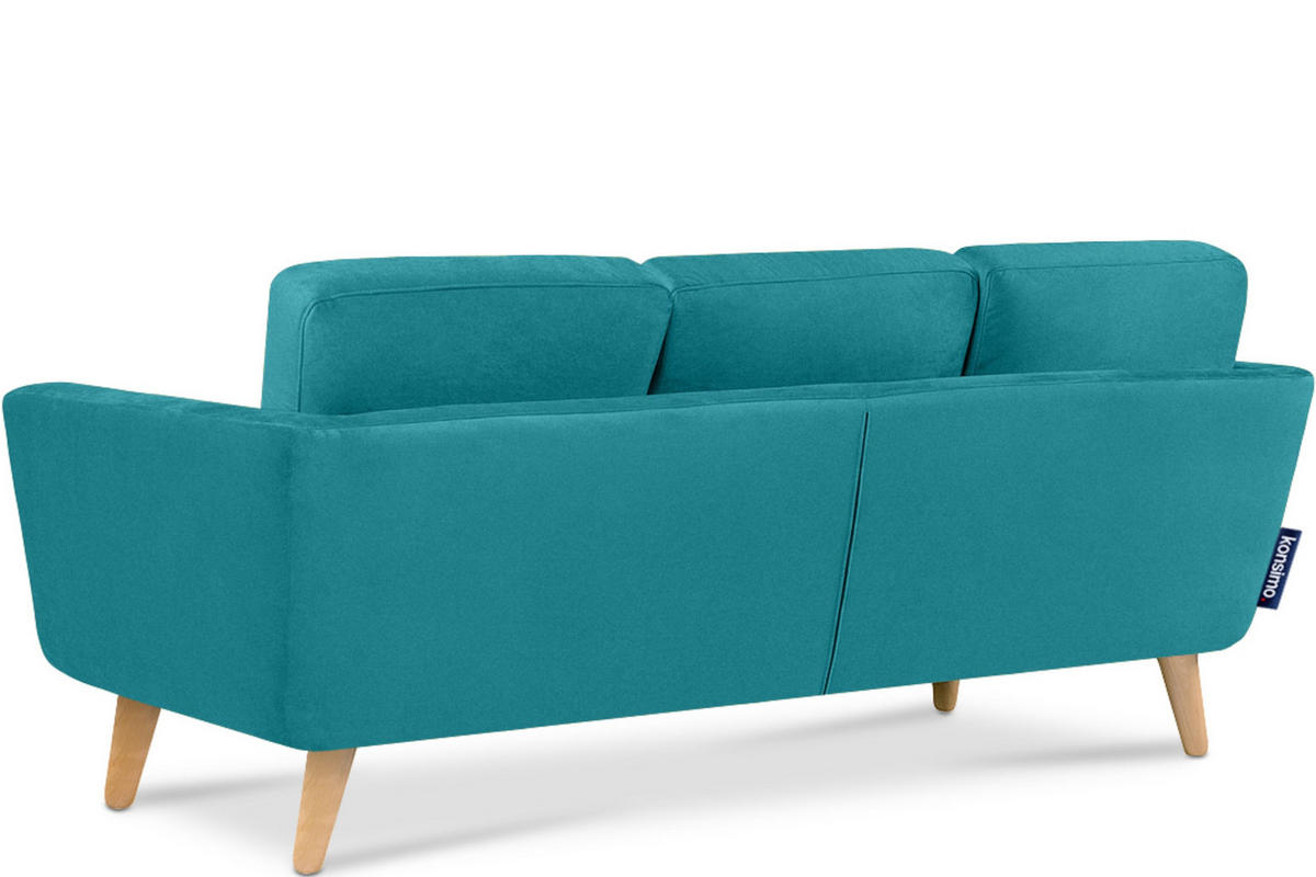 ECKSOFA-RECHTS TAGIO 3/4 Sitzer, blau - Türkis/Braun, Buchenholz/Textil (190/151cm) - KONSIMO®