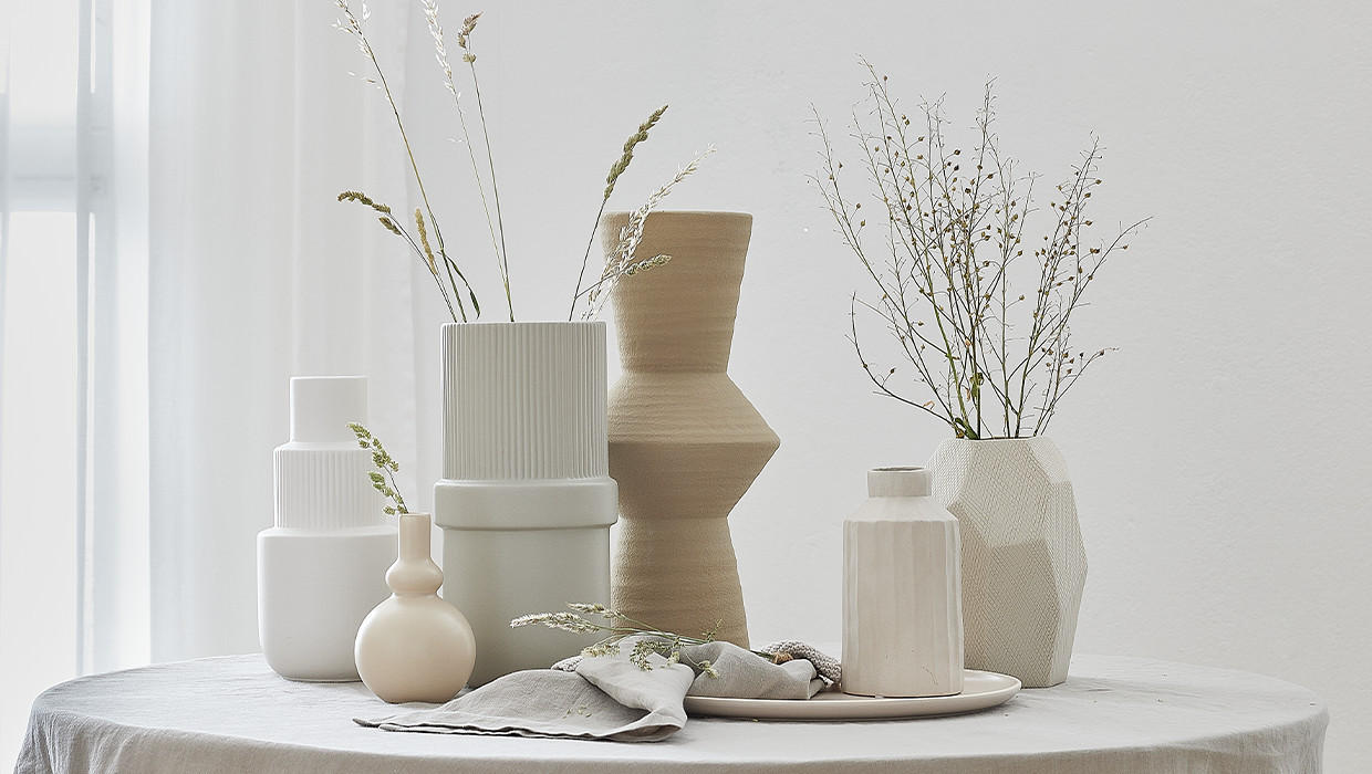 váza, dekorácia, béžová dekorácia, doplnky v škandinávskom štýle, hygge