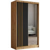 SCHWEBETÜRENSCHRANK Nela 120/216/61 eiche artisan mit Schubladen - Schwarz/Eiche Artisan, Holzwerkstoff (120/216/61cm) - Beautysofa