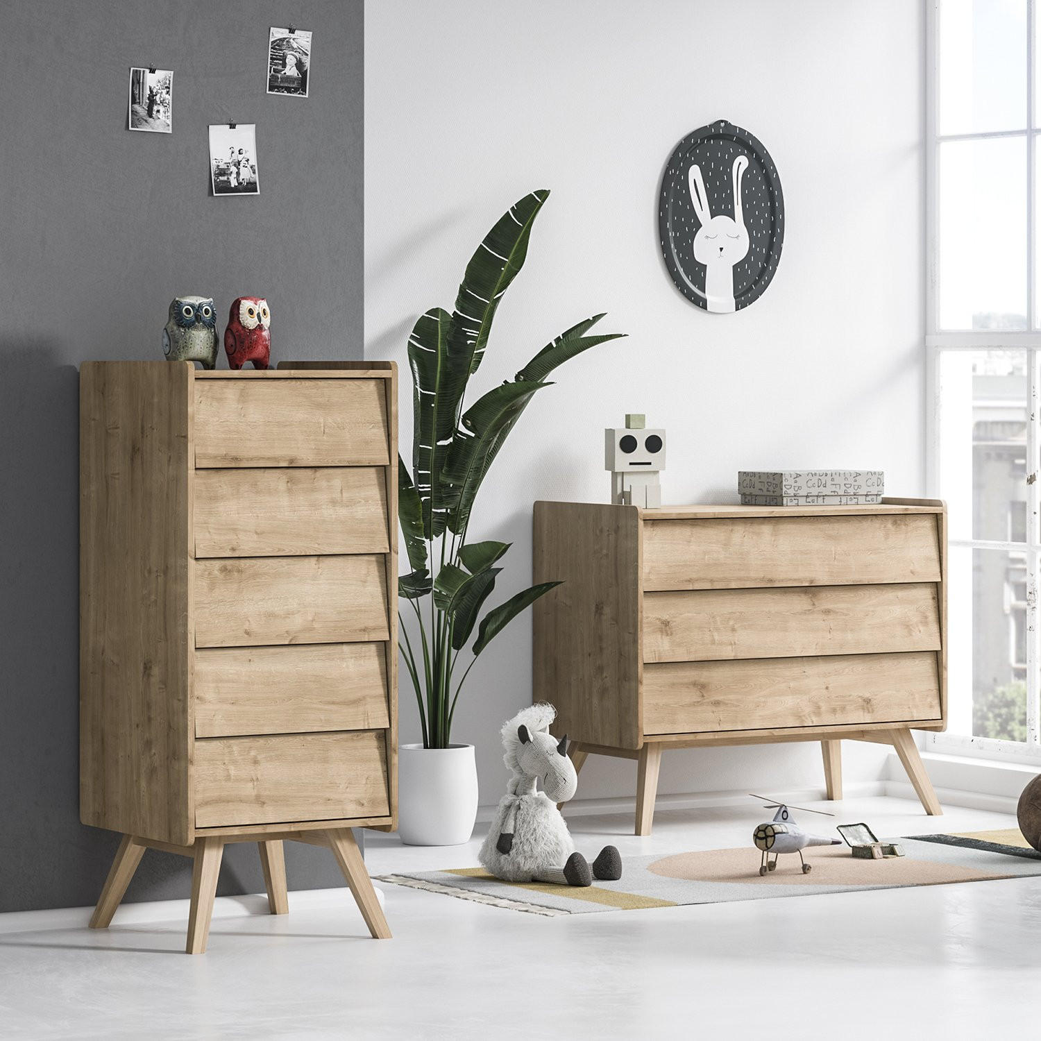 KOMMODE 3 Schubladen L100 cm - Vintage - Eichefarben, Holzwerkstoff (58.5/90/100cm) - Calicosy