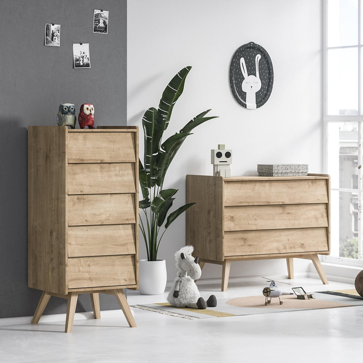 KOMMODE 3 Schubladen L100 cm - Vintage - Eichefarben, Holzwerkstoff (58.5/90/100cm) - Calicosy