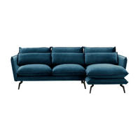 ECKSOFA Layla Rechts-Velluto 11 - Dunkelblau, Holz/Textil (278/160cm)