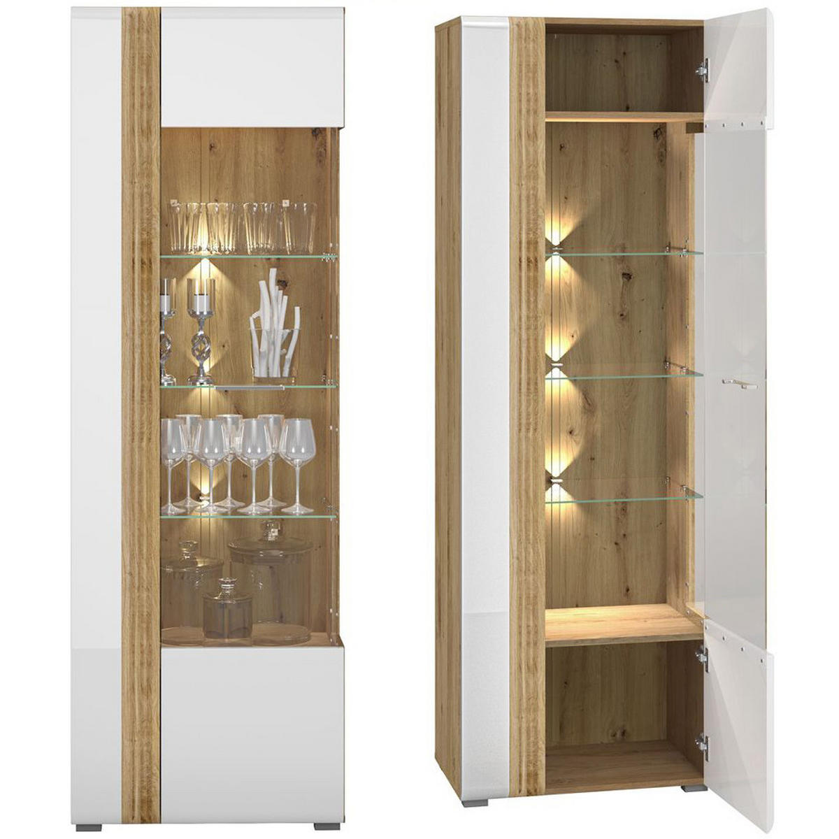 WOHNZIMMER-SET 6-TLG. Akron-131 - Weiß, Holzwerkstoff (800/196/60cm) - Lomado