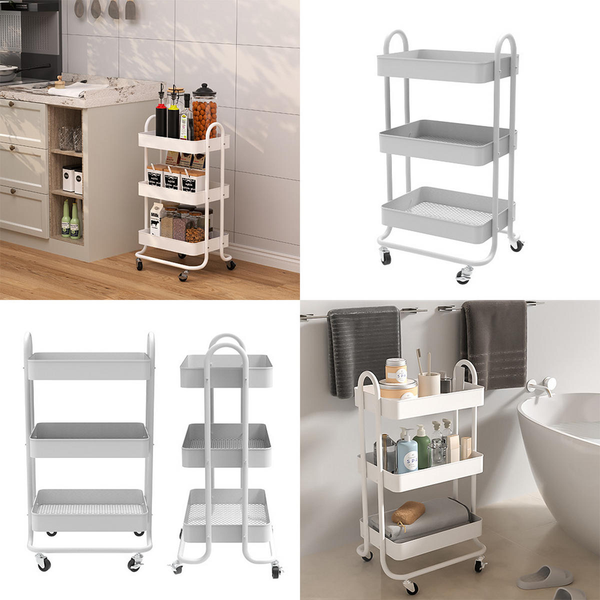 ROLOVACÍ KONTEJNER Tron Bílá - bílá, kov (45.9/78.7/34cm) - Vicco