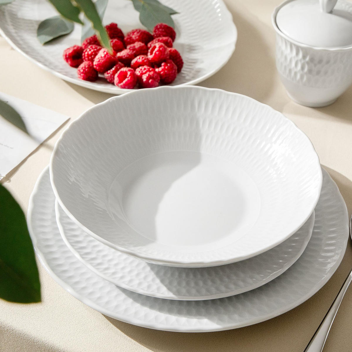 KOMBISERVICE 6 Personen CMIELOW SOFIA 30-tlg aus Porzellan - Weiß, Keramik (26/9.5/26cm) - KONSIMO®