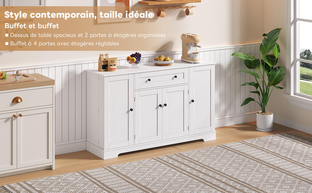 SIDEBOARD 138 cm Weiß aus MDF mit Schublade - Weiß, Holzwerkstoff (40/85/138cm) - OKMYHOME