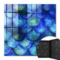 SCHLÜSSELBOX Schwarz 30x30 cm- Türöffnung nach rechts - Blaue Schuppen - Blau, Metall (30/30/5cm) - TULUP