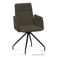 ARMLEHNSTUHL (2er-Set) Devaki 52x92x60 Schwarz/Khaki - Dunkelgrün/Schwarz, Kunststoff (60/92/52cm) - 58aufmkessel