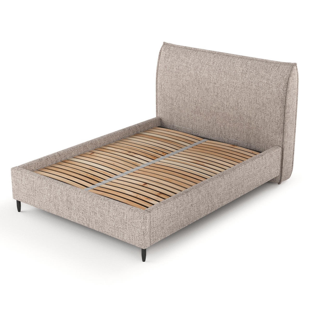 POLSTERBETT Shell Hellbraun 120/200 cm im Webstoff - Hellbraun/Schwarz, Holz/Holzwerkstoff (120/200cm) - Maison de Reve