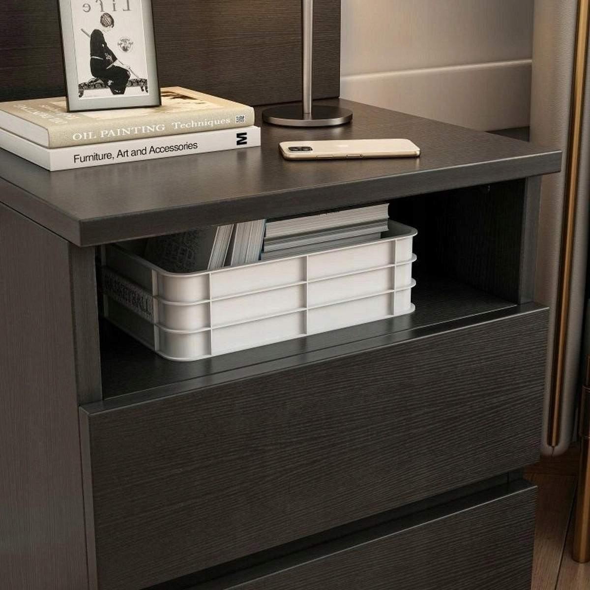 NACHTTISCH, schwarz 59/32/40cm - Schwarz, Holzwerkstoff (40/59/32cm)