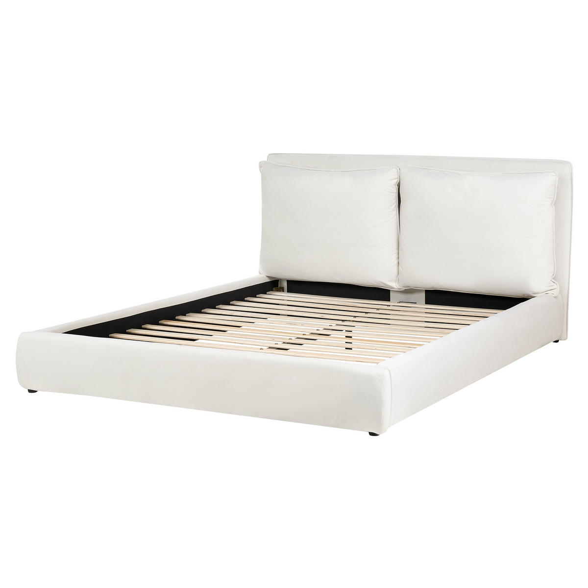 BETT mit Lattenrost 160/200 cm Cremeweiß Bajonna - Schwarz/Weiß, Textil (160/200cm) - Beliani