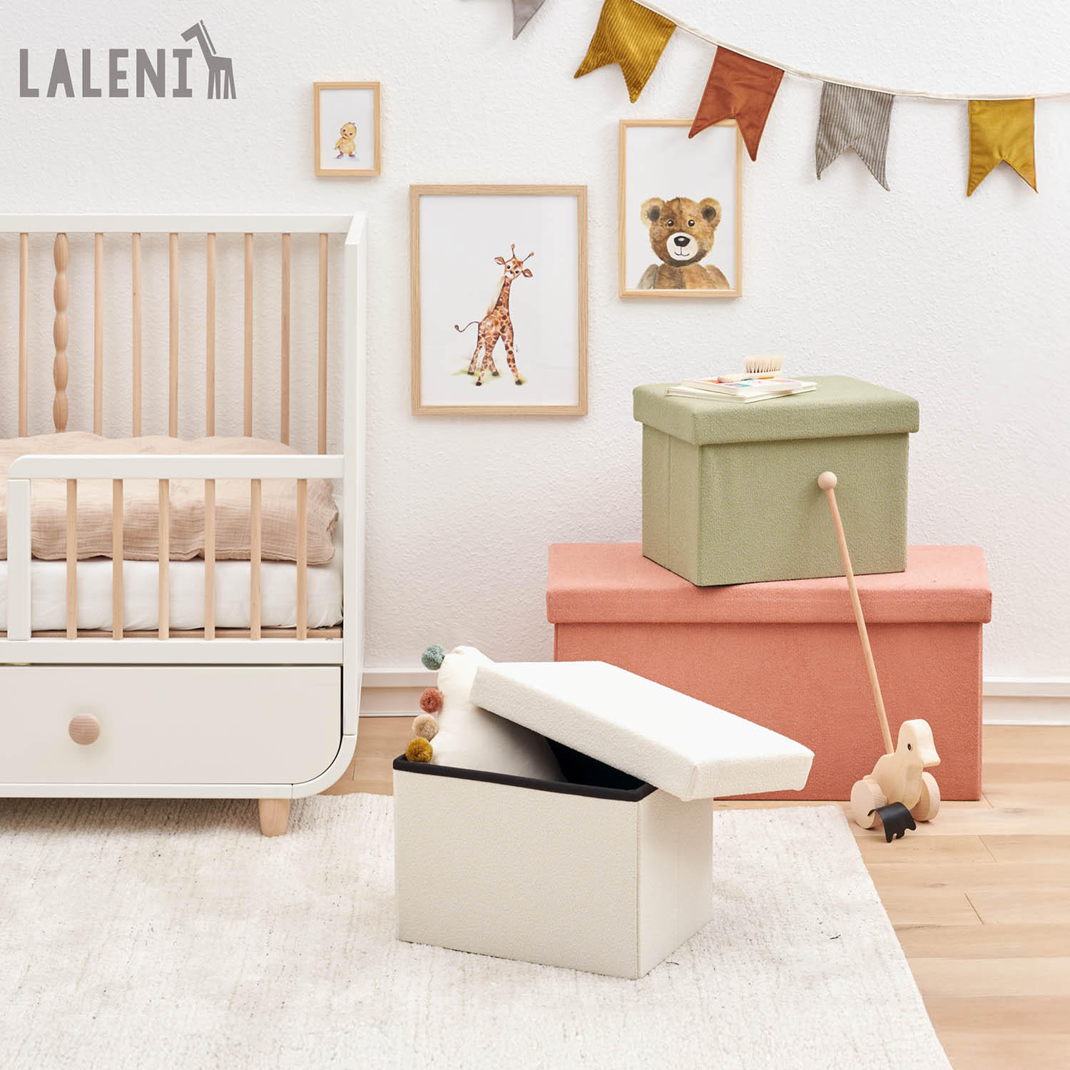 SITZHOCKER 41/31/31 cm, faltbar, Beige - Beige, Kunststoff (31/31/41cm) - Laleni