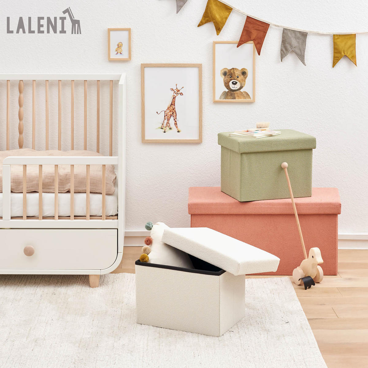 SITZHOCKER 41/31/31 cm, faltbar, Beige - Beige, Kunststoff (31/31/41cm) - Laleni