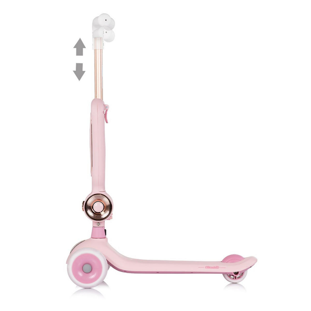 KINDERROLLER Bloomi 2 in 1 rosa Laufrad-Funktion, Sitz, PU-Leuchträder, Bremse, Lenker verstellbar - Rosa, Metall (46/28/77cm) - Chipolino