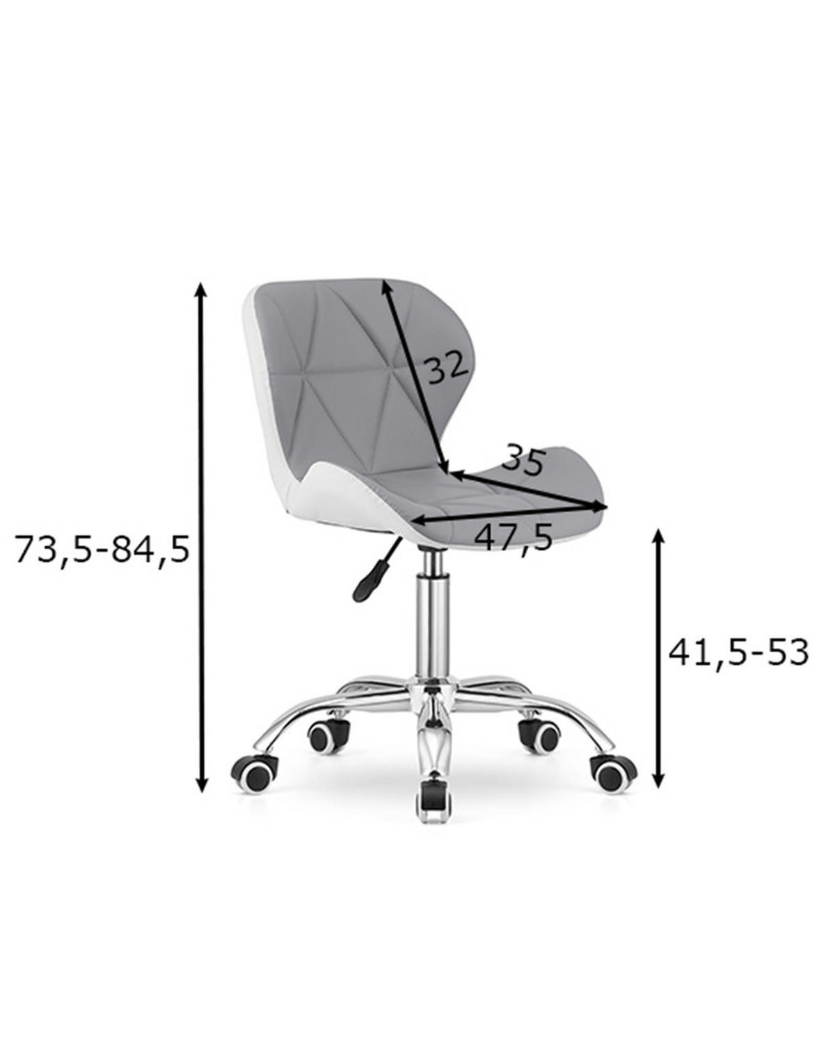 BÜROSTUHL Avola, grau/weiß - Grau, Leder (47.5/84.5/55.5cm)