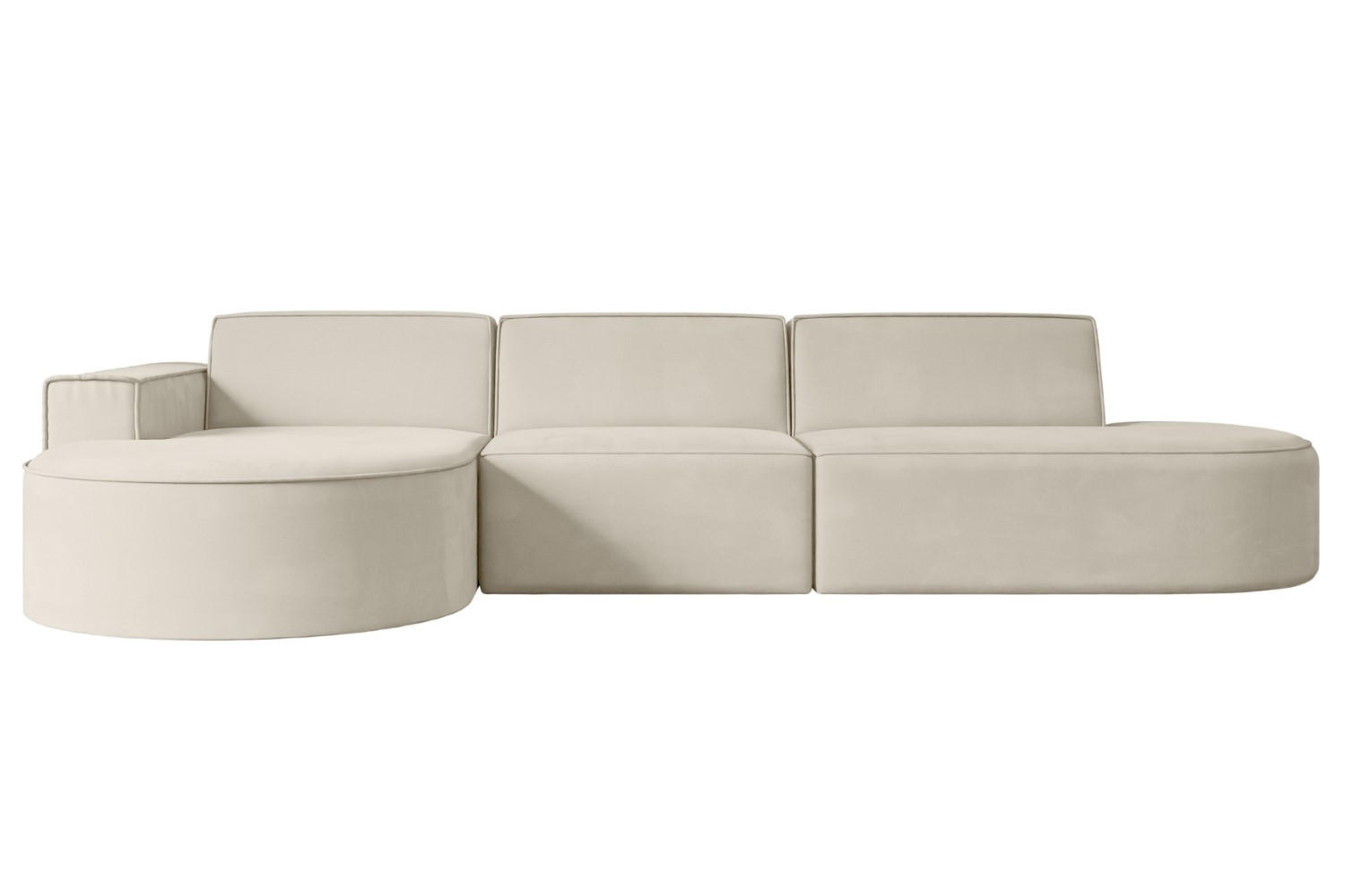 ECKSOFA Ottomane Links MARI-L2 - 321x165x78 cm Beige Velours - Beige/Schwarz, Holzwerkstoff/Kunststoff (165/321cm) - ALTDECOR