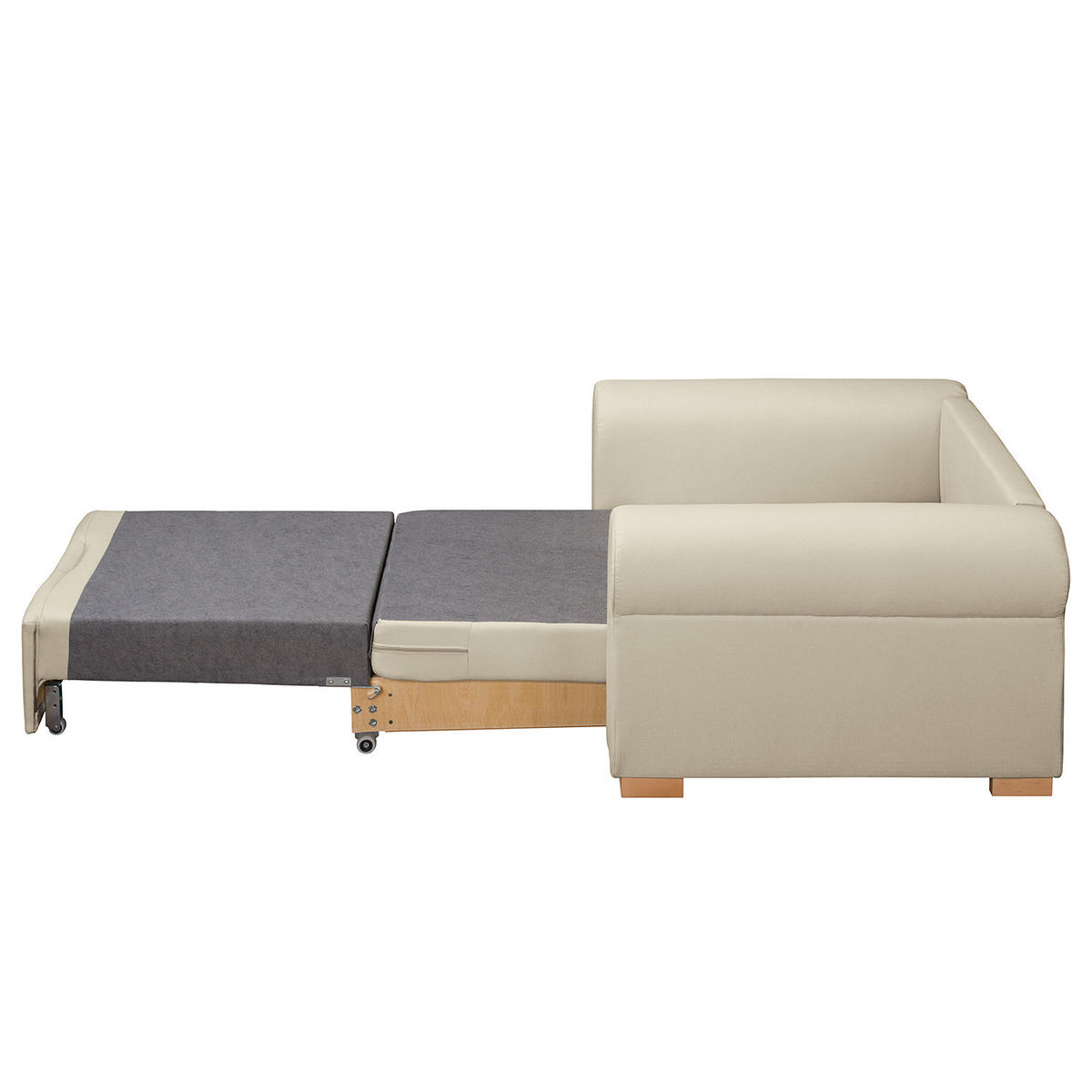 SCHLAFSOFA mit Husse - Buchefarben/Creme, Buchenholz/Textil (125/90/90cm) - home24