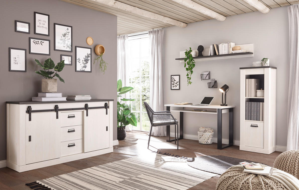 ROLLCONTAINER weiß Pinie, anthrazit Landhaus, Schreibtisch Container 47 x 60 cm - Anthrazit/Weiß, Holzwerkstoff/Kunststoff (47/60/51cm) - Furn.Design