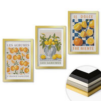 WANDBILDER 3er Set - 20x30 cm Goldrahmen - Retro gelbe Zitrusfrüchte - Goldfarben, Kunststoff (20/30cm) - ArtPrintCave