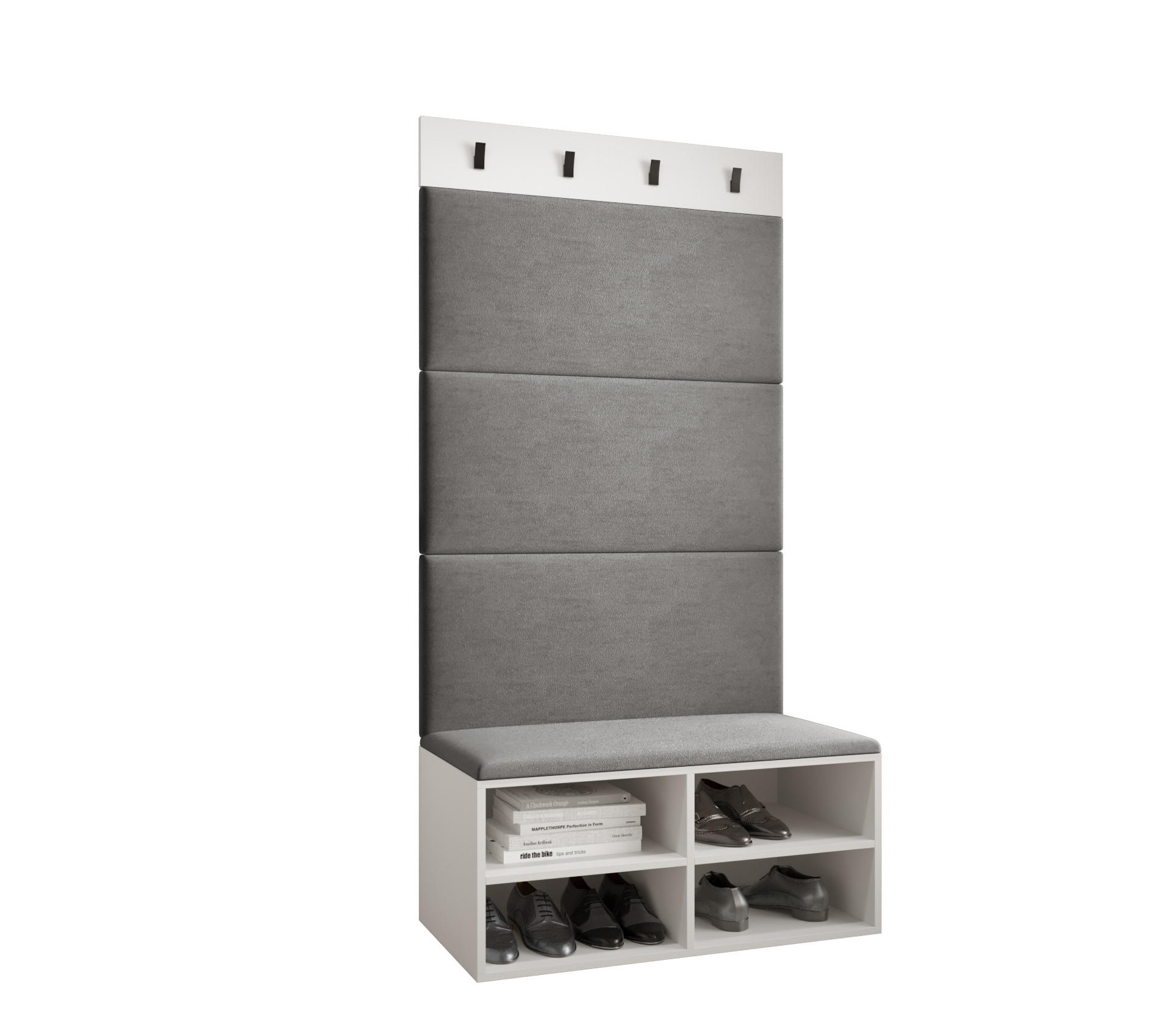 Möbel Kryspol Garderoben-Set Weiß, Grau 84x184x42 cm