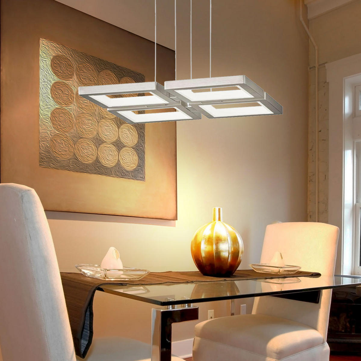 LED HÄNGELEUCHTE Silber Eckig - Silberfarben, Metall (43.8/43.8/150cm) - Wofi