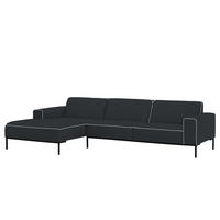 ECKSOFA mit Longchair - Webstoff - Anthrazit/Schwarz, Textil (285/168cm) - home24