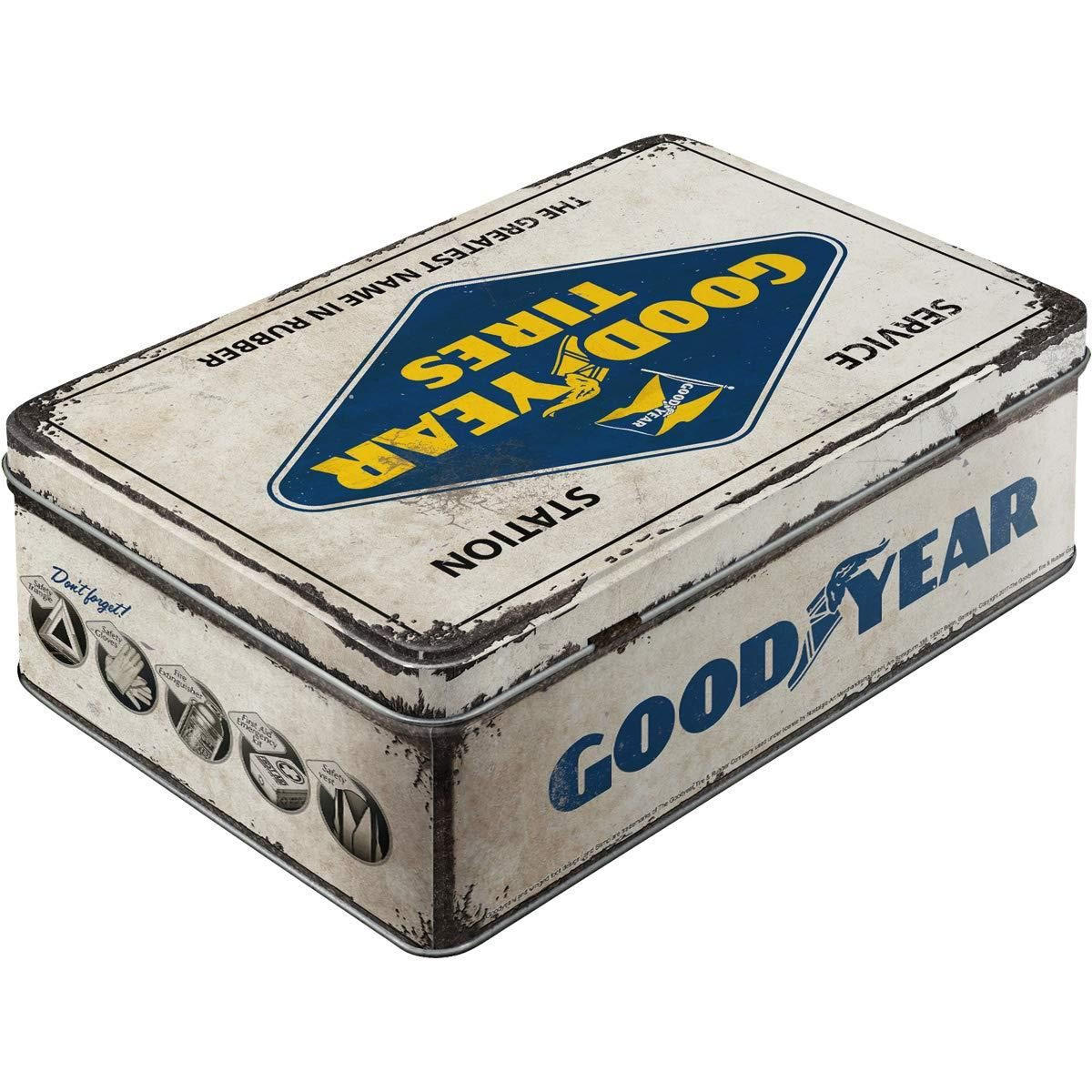 VORRATSDOSE flach Goodyear Logo White - Multicolor, Metall (23/7/16cm) - Nostalgic-Art
