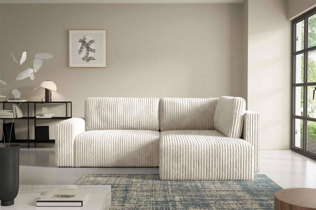 ECKSOFA Natalia Xl - Creme, Holzwerkstoff/Textil (245/182cm) - Fun Möbel
