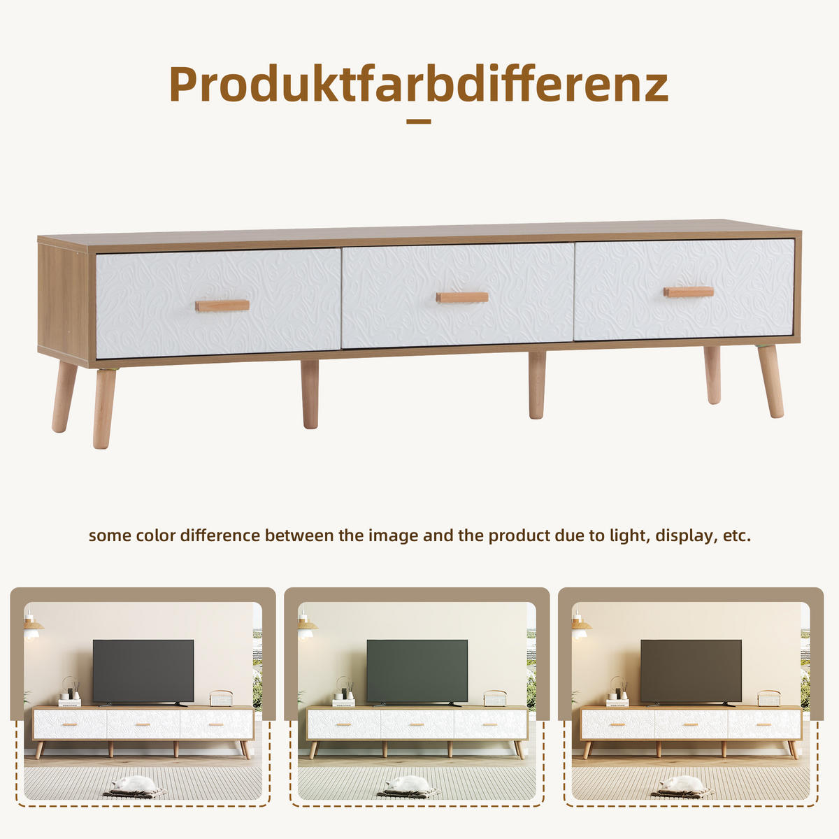 TV-MÖBEL Heller Holzoptik 150/35/39 cm - Braun, Holzwerkstoff (35/39/150cm) - Urban Meuble
