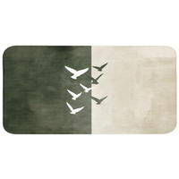 KOUPELNOVÁ PŘEDLOŽKA Japandi - Pták - Zelený 120x60 cm - olivově zelená, textil/plast (120/60cm)
