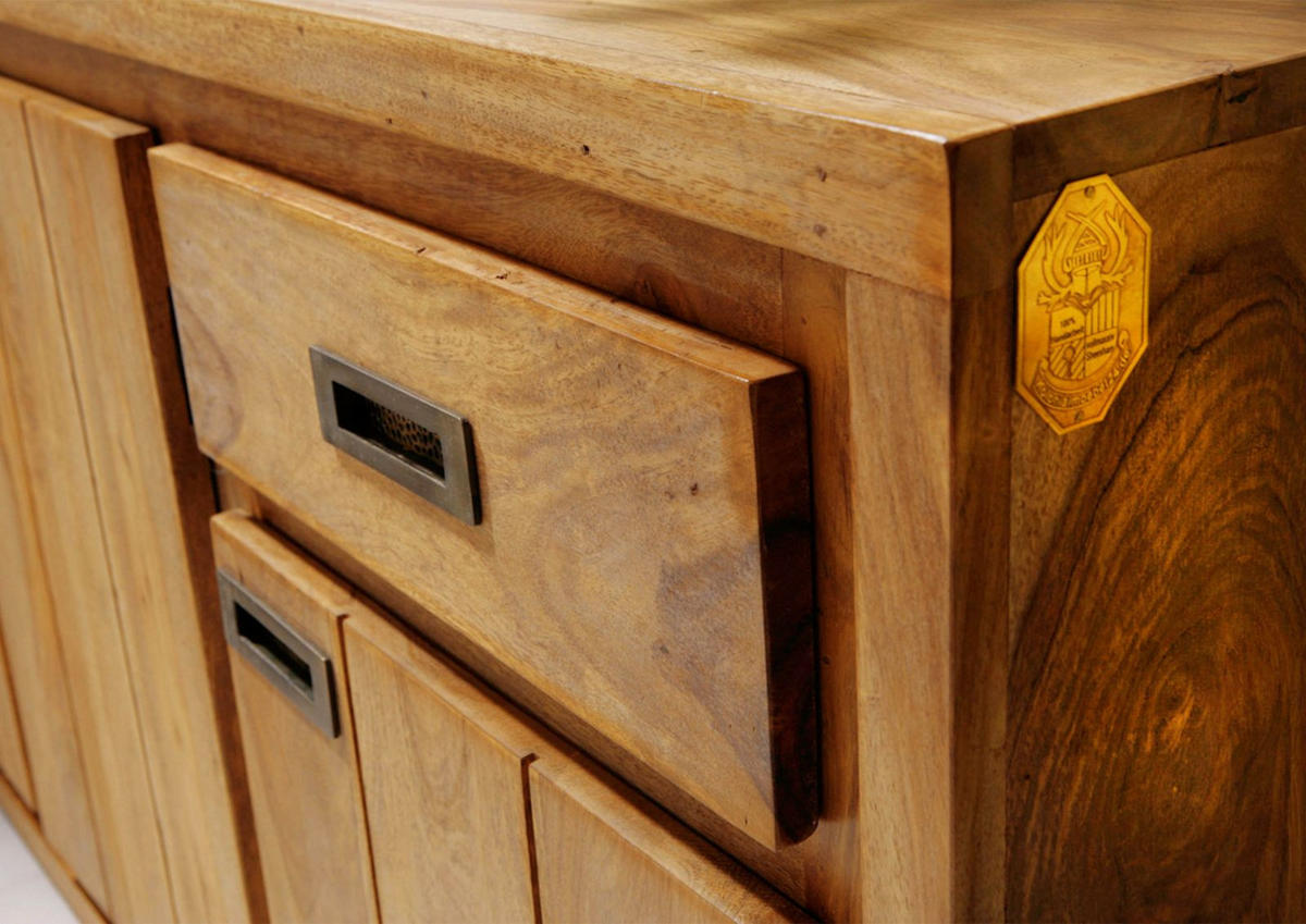 SIDEBOARD Sheesham 148x47x75 braun geölt NATURE BROWN #857 - Braun, Holz (148/75/47cm) - Massivmoebel24